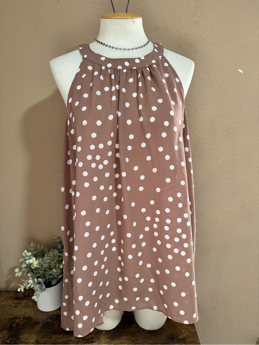 torrid Mauve Brown Polka Dot Halter Tank